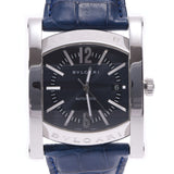 BVLGARI Bvlgari Ashoma 48 AA48S Men's SS/Leather Watch Automatic Winding Black Dial A Rank Used Ginzo