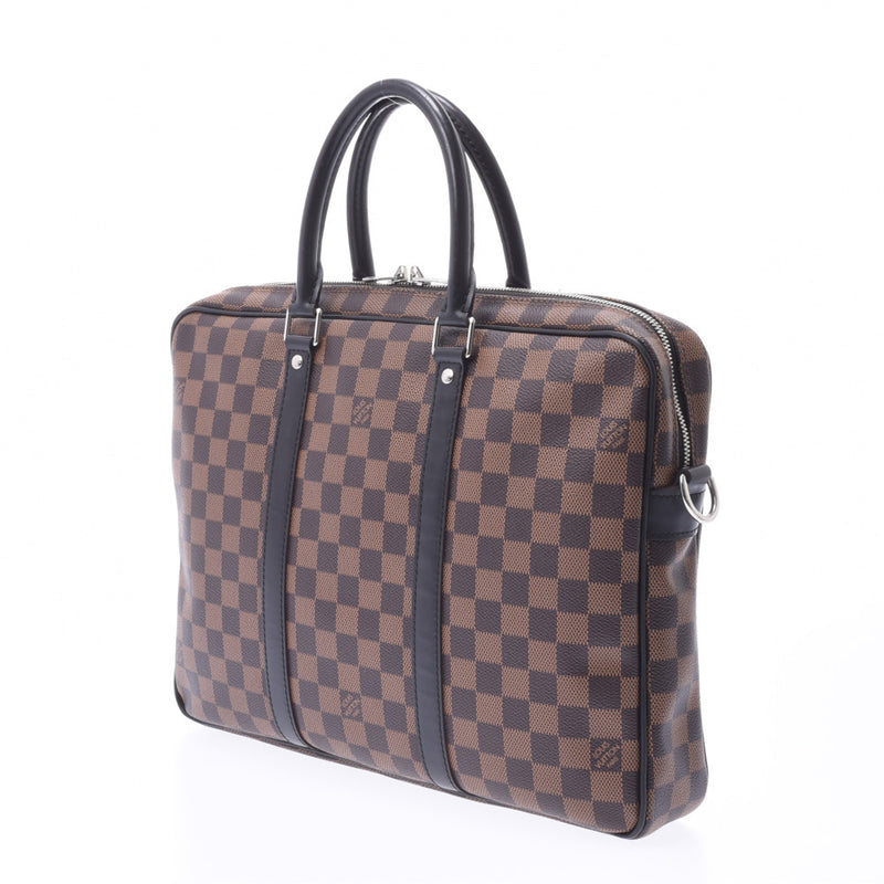 LOUIS VUITTON Damier PDV PM棕色N41466男士Damier帆布商务包AB等级二手Ginzo