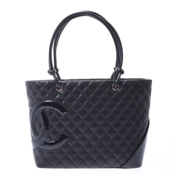Chanel Cambon Line Large Tote Black / Black Womens lambskin Tote