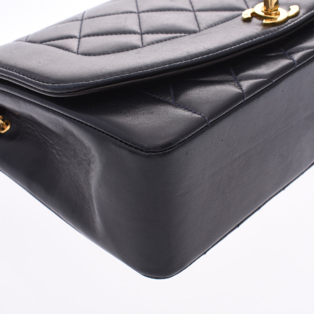 シャネルダイアナ チェーンショルダー 14143 紺 ゴールド金具