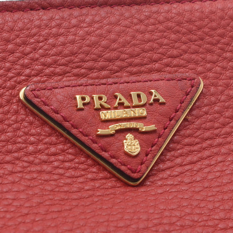 PRADA Prada red BR5090 ladies scarf tote bag AB rank used silver stock