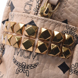 MCM MCM Backpack Mini Side Studs Beige / Gold Studs Women's Leather Backpack Daypack A Rank Used Ginzo