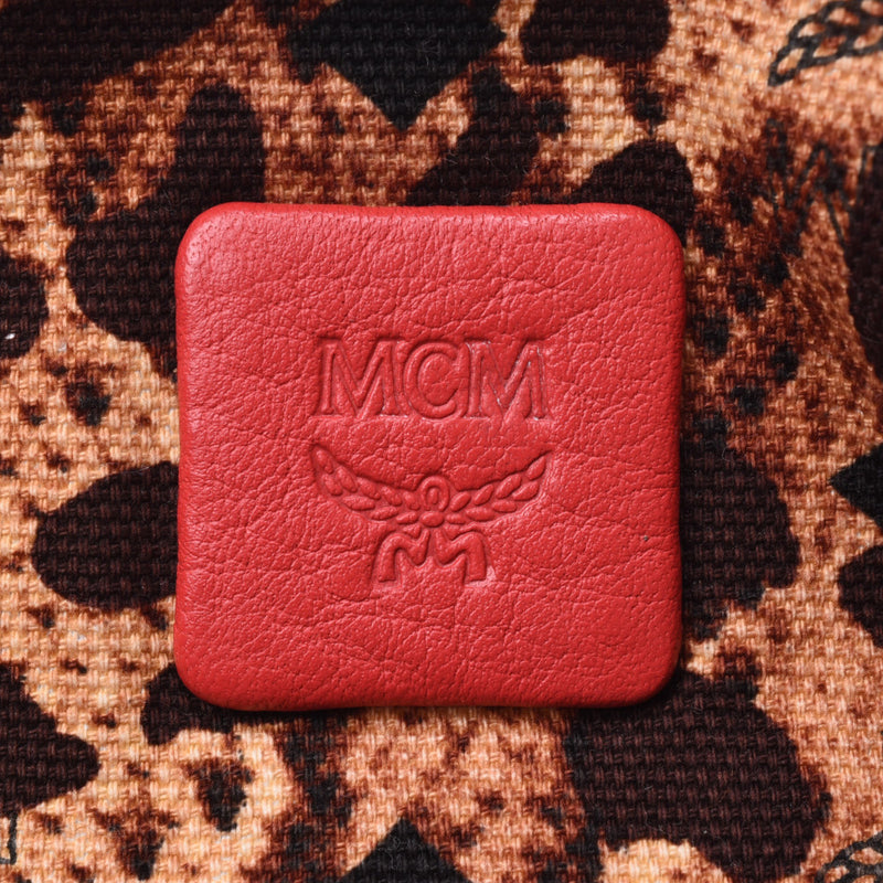MCM MCM可逆粉红色/豹纹中性皮革手提袋AB等级二手Ginzo