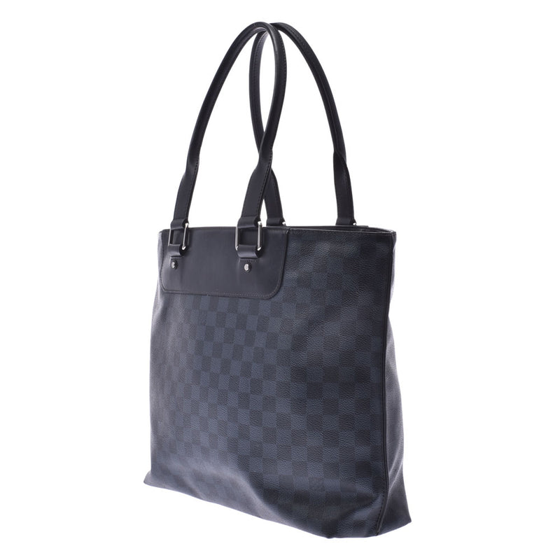 LOUIS VUITTON ルイヴィトン ダミエ コバルト カバヴォワヤージュ ネイビー系/黒 N41397 メンズ レザー トートバッグ Bランク 中古 銀蔵