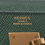 HERMES Hermes Kelly 32, stitches in the green gold gold gold, T-chopped (circled in 1990), Ladies, Kushbel, 2WAY bag, AB, Class, used, used silver.