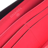 Chanel Cambon line round Zip Wallet Black / Black Lambskin Wallet