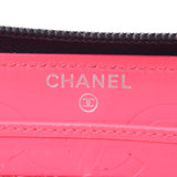 Chanel Cambon line round Zip Wallet Black / Black Lambskin Wallet