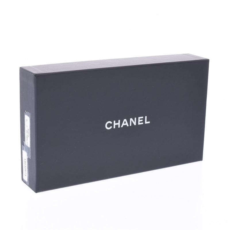 Chanel Cambon line round Zip Wallet Black / Black Lambskin Wallet