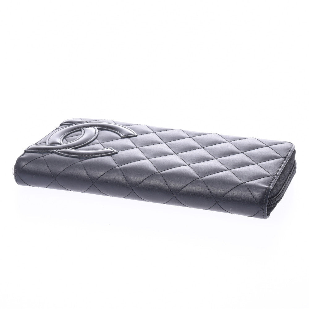 CHANEL シャネル カンボンライン ラウンドファスナー長財布 黒/黒 