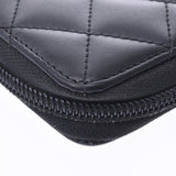 Chanel Cambon line round Zip Wallet Black / Black Lambskin Wallet