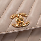 香奈儿（Chanel）链条单肩米色金色金属配件女士小羊皮单肩包B等级二手Ginzo