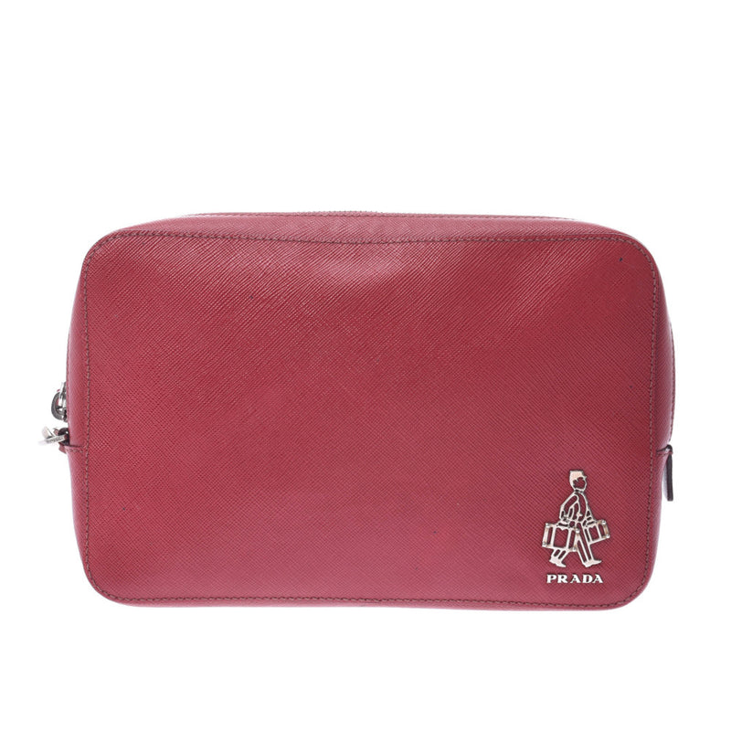 Ladies Prada Prada red 2vf056 ladies Safari FIO clutch bag B