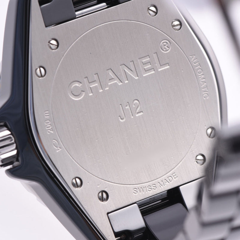 CHANEL シャネル J12 38mm 12Pダイヤ 新バックル H1626 メンズ 黒セラミック/SS 腕時計 自動巻き 黒文字盤 ABランク 中古 銀蔵
