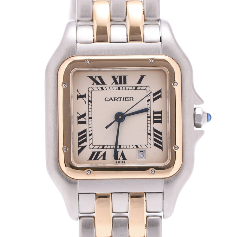 CARTIER Cartier Panther MM 2 Row W25028B6 Ladies YG / SS Watch Quartz Ivory Dial A Rank Used Ginzo