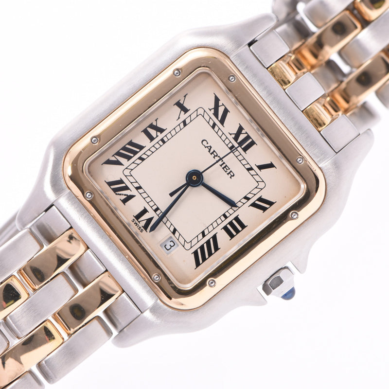 CARTIER Cartier Panther MM 2 Row W25028B6 Ladies YG / SS Watch Quartz Ivory Dial A Rank Used Ginzo