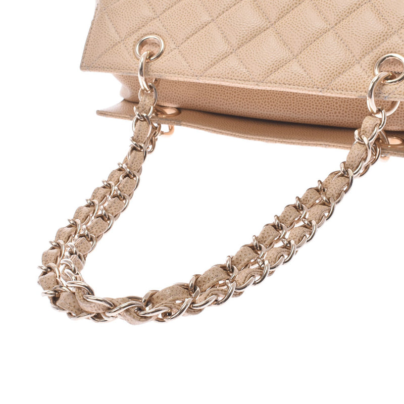 CHANEL Chanel Matrasse PTT Petit Time Rest Tote Bag Beige Gold Metal Fittings Women's Caviar Skin Handbag B Rank Used Ginzo