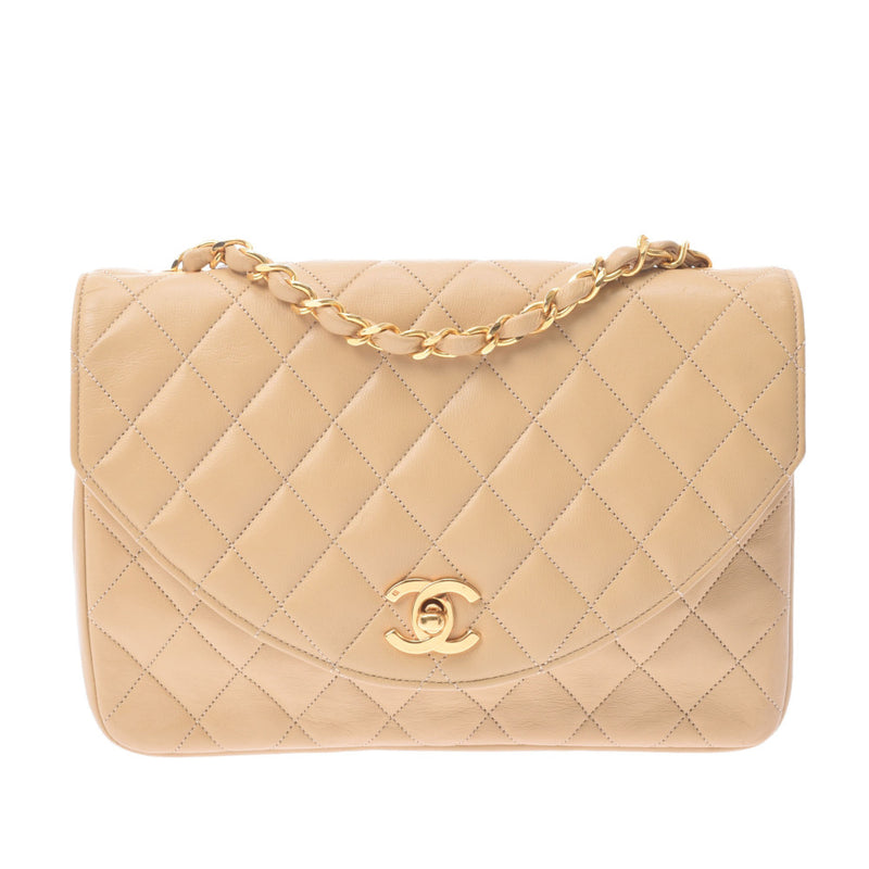 シャネル CHANEL チェーンショルダー ベージュ ゴールド金具 ラムスキン レディース ショルダーバッグ