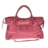 BALENCIAGA Valesiaga, City 2WAY bag, red leeders, handbags, B-rank used silver,
