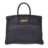 HERMES Hermes Birkin 35 black gold metal fittings □ B engraved (around 1998) Unisex Togo handbag A rank used Ginzo