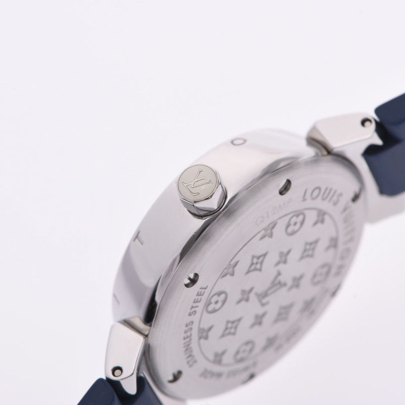 LOUIS Vuitton Louis Vuitton tambourine lovely cup 12p diamond q12mp women's SS/rubber watch Quartz blue dial a rank used silver stock