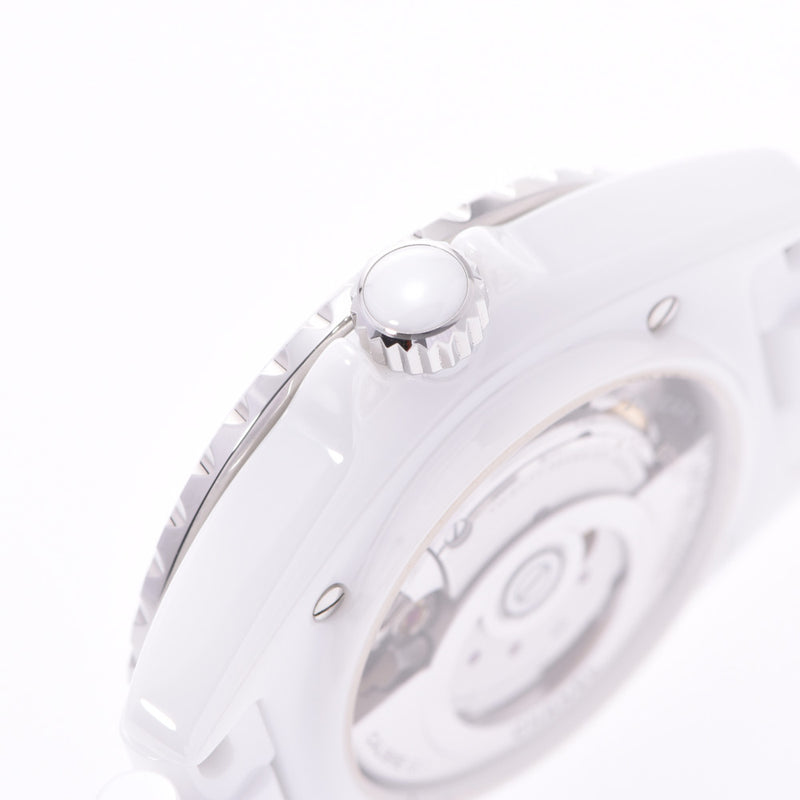CHANEL J12 38mm 12P diamond 20th anniversary model 2020 new SS H6476 men's white ceramic / SS watch self-winding white dial new same used Ginzo