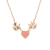 SAINT Laurent Saint Laurent heart coral bird motif ladies k18yg necklace a-rank used silver