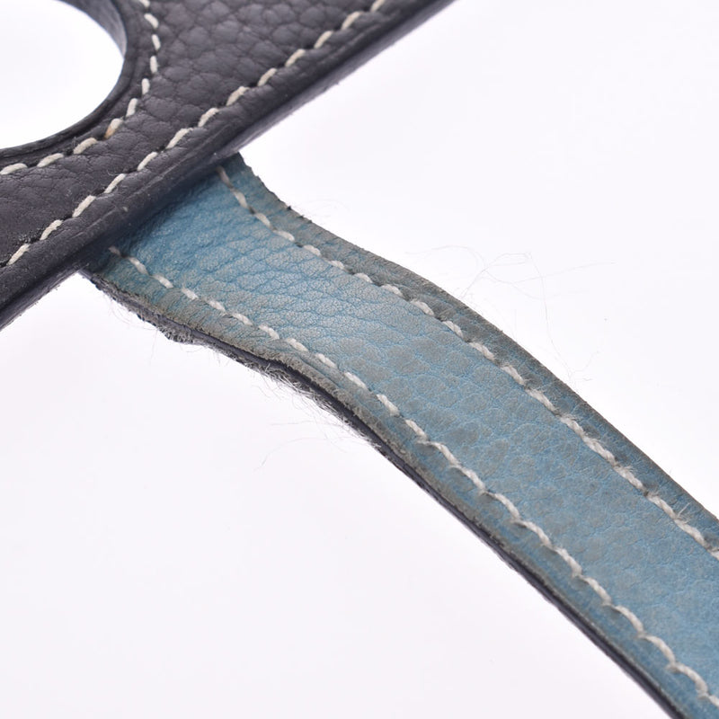 HERMES Hermes Dogon GM bi-color graphite/BlueGene silver metal fittings □K engraved(circa 2007) unisex leather long wallet B rank used silver