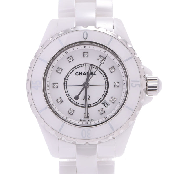 CHANEL Chanel J12 33mm 12P diamond H1628 Boys white ceramic /SS watch quartz white clockface A rank used silver storehouse