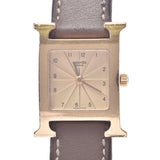 HERMES Hermes Ram system HH1.201 ladies SS/leather watch Quartz gold dial AB rank used silver stock