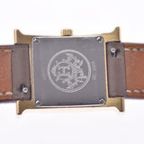 HERMES エルメス ラムシス HH1.201 レディース SS/革 腕時計 クオーツ ゴールド文字盤 ABランク 中古 銀蔵