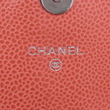 Chanel half moon Coral Pink Silver Metallic caviar Skin Wallet
