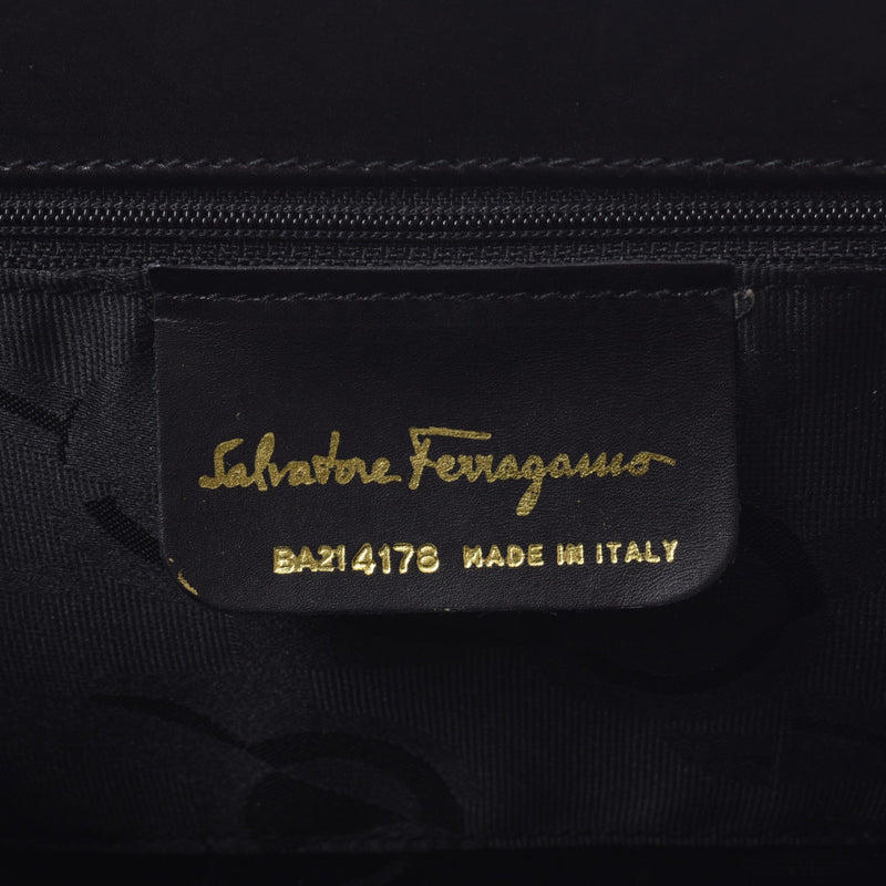 Salvatore Ferragamo菲拉格慕瓦拉丝带2WAY包黑色金具女士卡夫手提包AB等级二手银藏