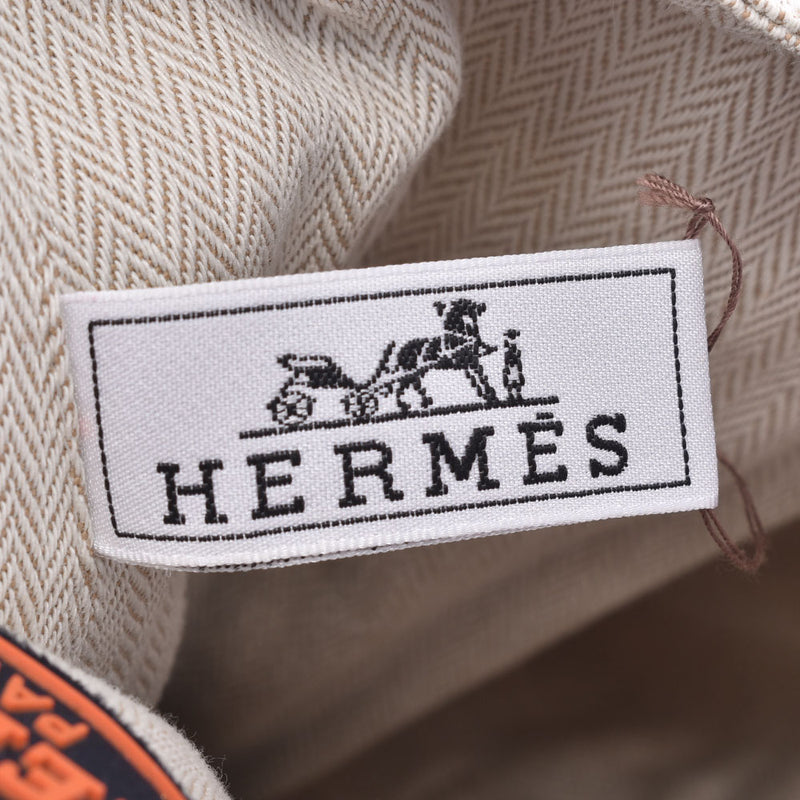 HERMES骑士单肩包米色中性帆布手提包A级二手Ginzo
