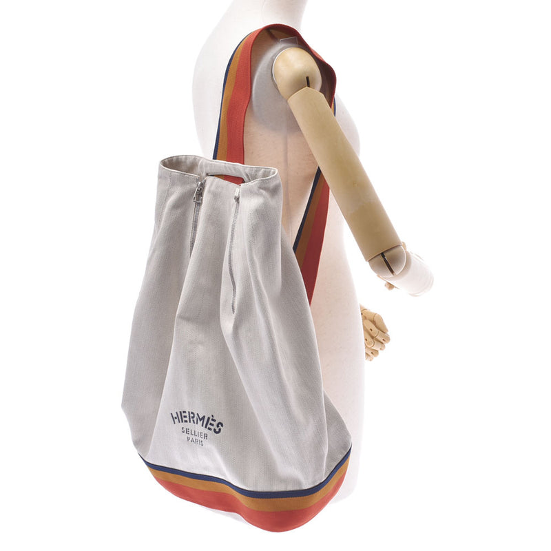 HERMES Hermes Cavalier One Shoulder Bag Beige Unisex Canvas Body Bag A Rank Used Ginzo