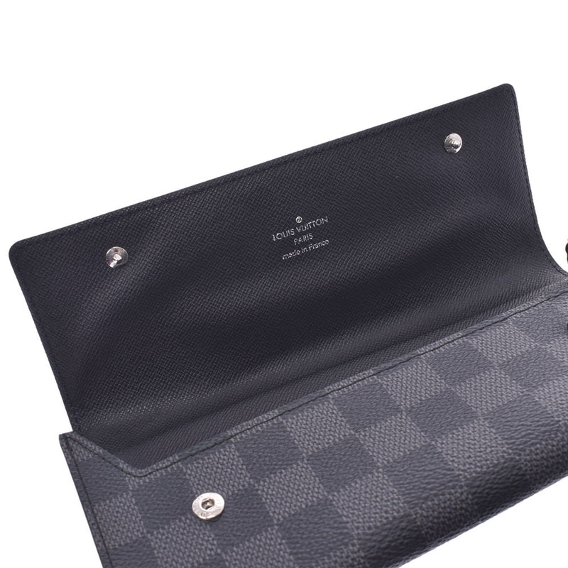 LOUIS VUITTON Louis Vuitton Damier Grafitt Portofoile Ron Modulable Black/Grey N63084 Men's Damie Grafitt Canvas Long Wallet AB Rank Used Ginzo