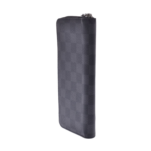 LOUIS Vuitton Louis Vuitton graphic zippy wallet velvet current black/grey n63095 men's Damier graphic fit canvas long wallet AB rank used silver stock