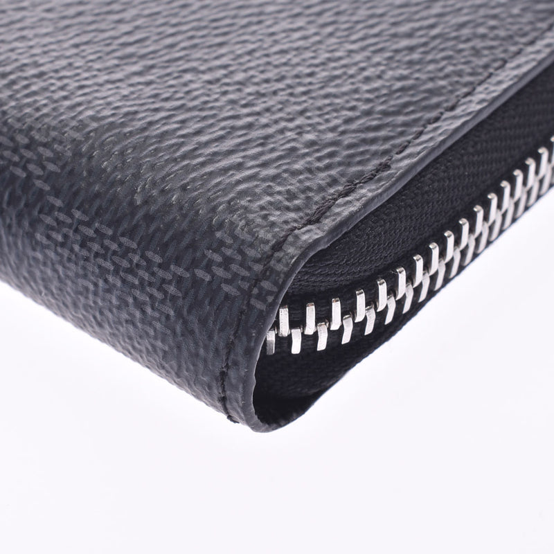 LOUIS Vuitton Louis Vuitton graphic zippy wallet velvet current black/grey n63095 men's Damier graphic fit canvas long wallet AB rank used silver stock