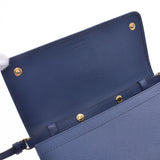 PRADA Prada Shoulder Wallet Ribbon Blue Gold Metal Fittings 1M1437 Ladies Saffiano Long Wallet B Rank Used Ginzo