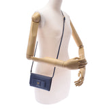 PRADA Prada Shoulder Wallet Ribbon Blue Gold Metal Fittings 1M1437 Ladies Saffiano Long Wallet B Rank Used Ginzo