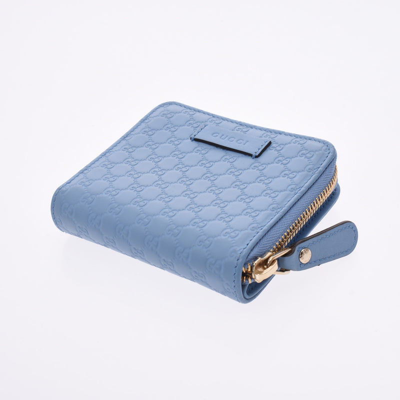 GUCCI Guccima Compact Zip Outlet Blue 449395 Unisex Carf Two Folding Purse A Rank used silverware