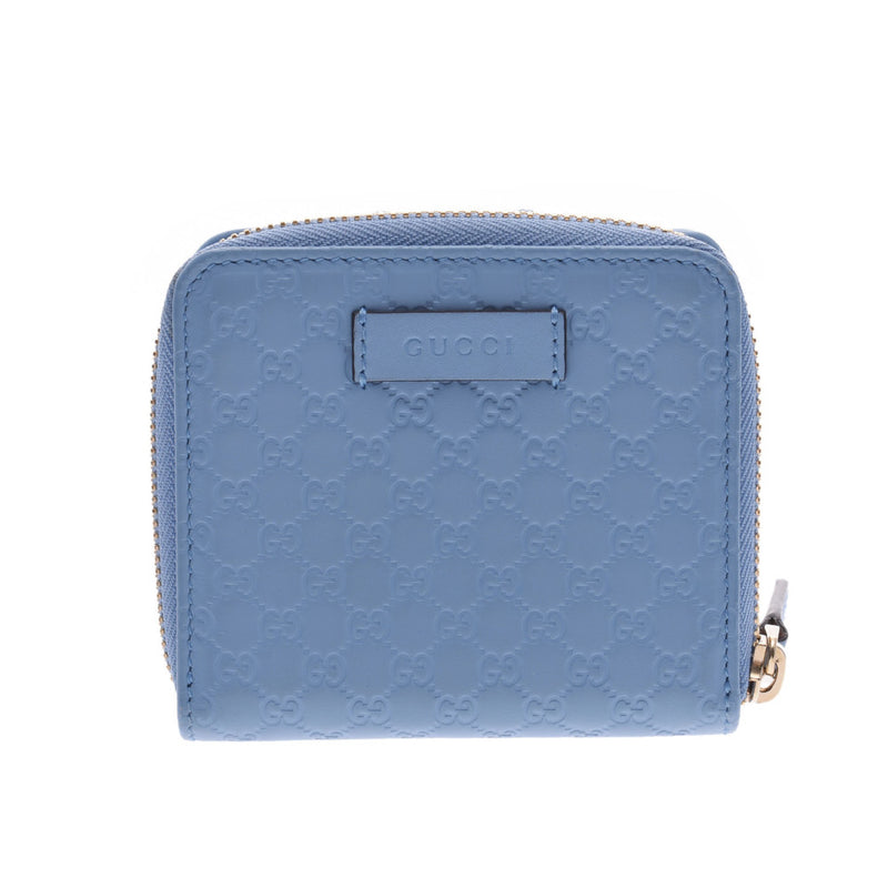 GUCCI Guccima Compact Zip Outlet Blue 449395 Unisex Carf Two Folding Purse A Rank used silverware