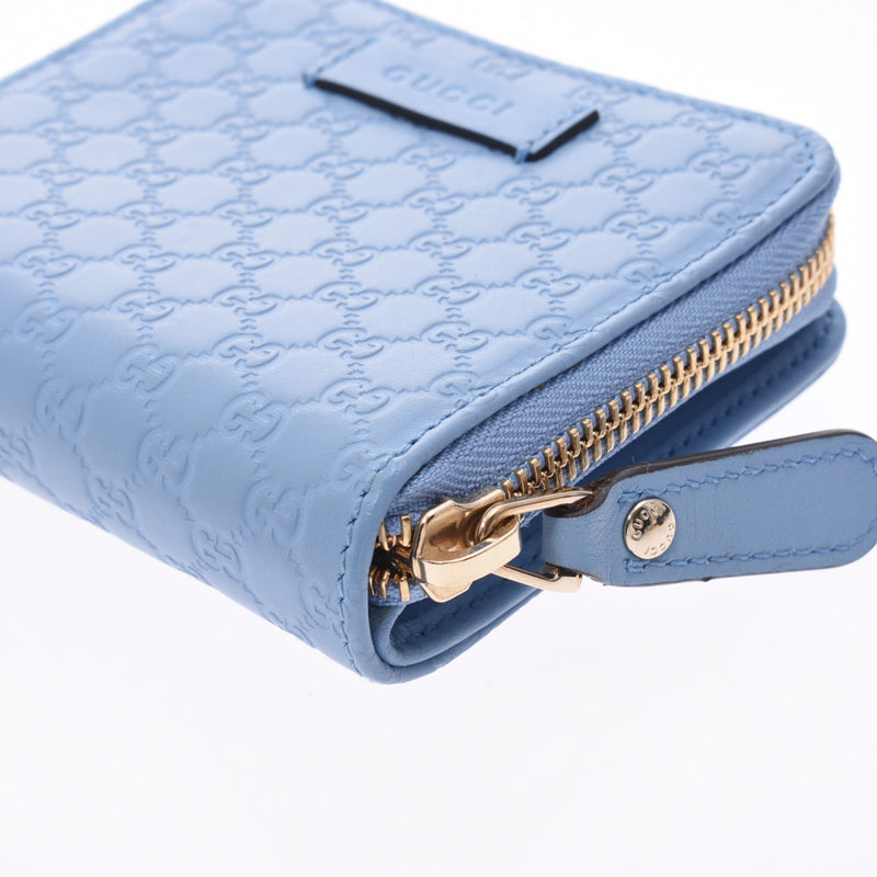 GUCCI Guccima Compact Zip Outlet Blue 449395 Unisex Carf Two Folding Purse A Rank used silverware