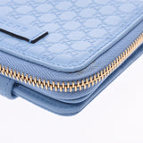 GUCCI Guccima Compact Zip Outlet Blue 449395 Unisex Carf Two Folding Purse A Rank used silverware