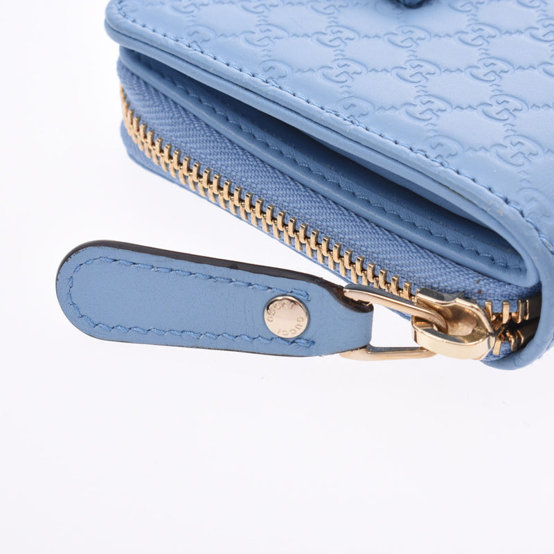 GUCCI Guccima Compact Zip Outlet Blue 449395 Unisex Carf Two Folding Purse A Rank used silverware