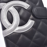 CHANEL CHANEL Cambon Line Black/Silver Women's Lambskin Bi-fold Wallet B-Rank Used Ginzo