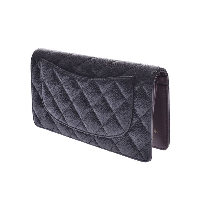 CHANEL Chanel Matrasse Bi-Fold Wallet Black Unisex Caviar Skin Wallet AB Rank Used Ginzo