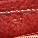 PRADA Prada Round Fasner, wallet, red 1ML506, Ladies Saffiano, wallet, wallet, AB, second-hand silver storey.