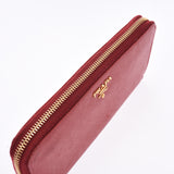 PRADA Prada Round Fasner, wallet, red 1ML506, Ladies Saffiano, wallet, wallet, AB, second-hand silver storey.