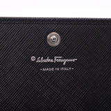 Salvatore Ferragamo フェラガモ ガンチーニ 黒 シルバー金具 ユニセックス カーフ 長財布 ABランク 中古 銀蔵