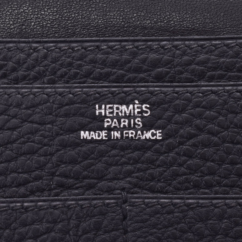 HERMES Hermes Dogon GM Black Silver Metal Fittings □ I Engraved (Around 2005) Unisex Togo Long Wallet B Rank Used Ginzo